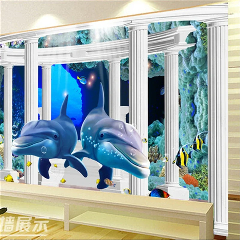 beibehang large-scale mural living green room children's room cartoon submarine Sea World Wallpapers papel de parede