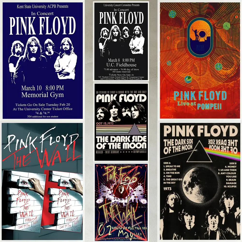 band Pink Floyd Poster Poster HD Waterproof Self-adhesive Art Print Wall Decor for Bedroom Living Room Gift