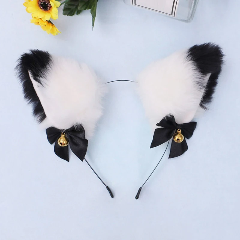 Cat Ear Headbands Faux Fur Cartoon Hair Hoop with Bell For Women Girls Fluffy Hair Accessories Party Hairbands Photo Props