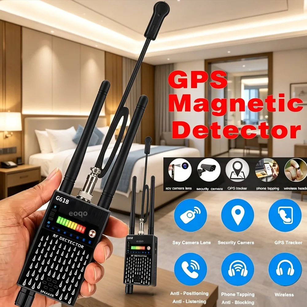 G618W Super Sensitive Detector Audio Buging Anti Spying Hidden Camera Detection GSM GPS Full Range RF Laser Bug Zapper Detector