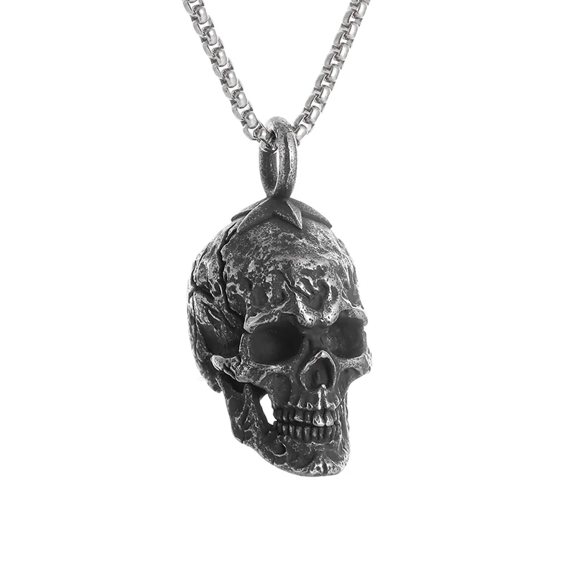 Retro Gothic Domineering Skull Pendant Necklace Men\\\\\'s Trendy Punk Style Rock Hip Hop Party Gift