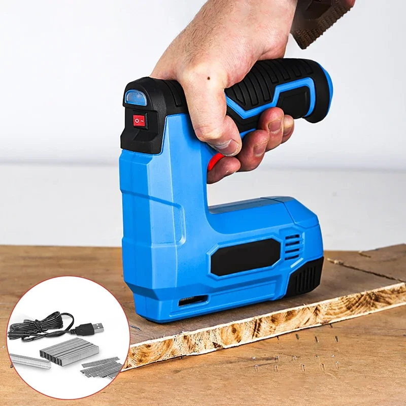 Electric Staple Nail Gun 2 in 1 Cordless Stapler Needles For Wood Home DIY Paper Leather USB Rechargeable Home Owners Upholstery