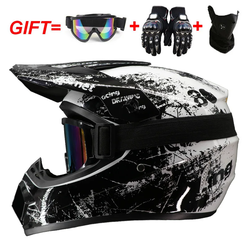 送料無料＆3つのプレゼント付き：全く新しいフルフェイスオフロードバイクヘルメット-ダウンヒル-am-dh-モトクロス-クロス-カスコ-カパセテ-ヘルメット