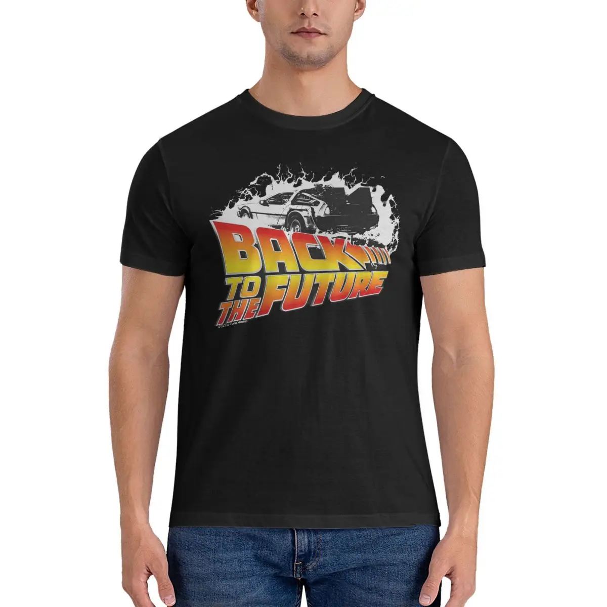 Delorean White Stencil T Shirts Back To The Future 100% Cotton Clothing Amazing Short Sleeve Round Neck Tee Shirt 5XL T-Shirt