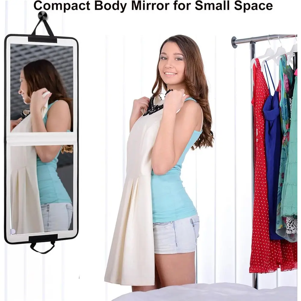 مرآة قابلة للطي كاملة الطول مقاومة للكسر، مقاس 33 × 13، باللون الأبيض، مثالية لغرف الضيوف والمركبات الترفيهية #3