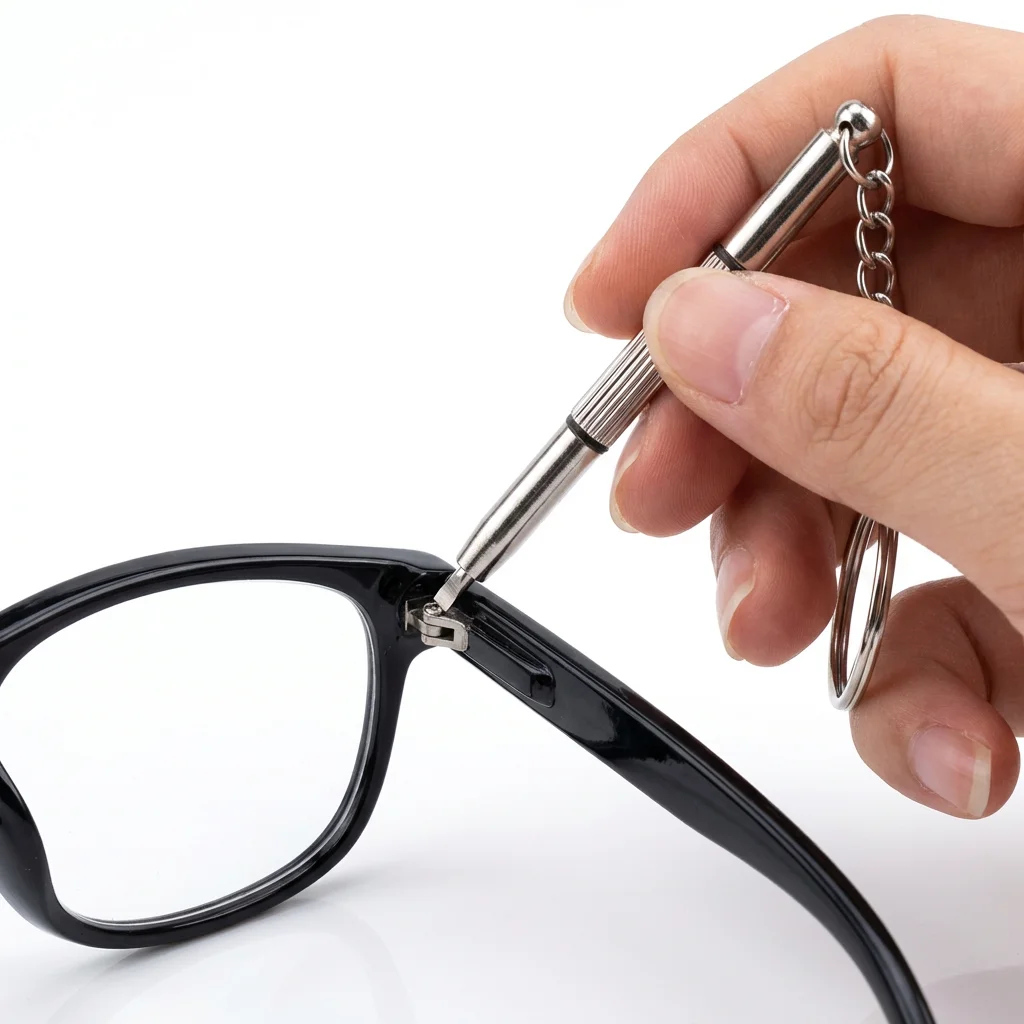 

Карманный инструмент для ремонта очков, металлическая отвертка с кольцом для ключей, профессиональный инструмент для регулировки оправ и затягивания винтов