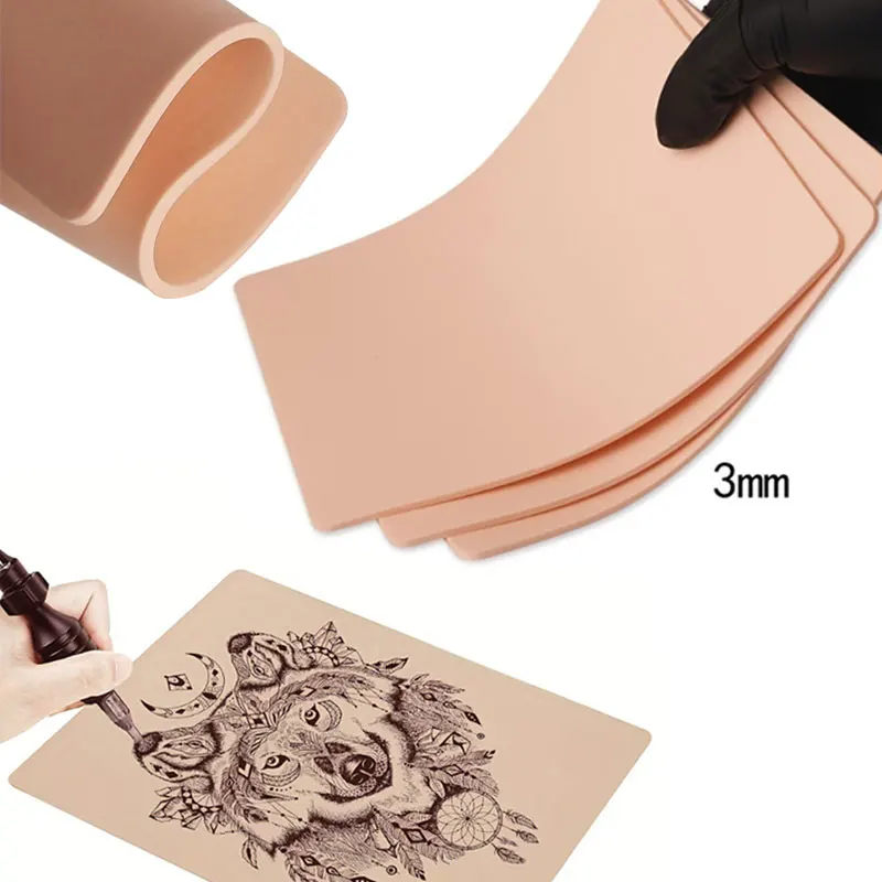 3/1MM Tattoo Practice Skin Thickness Silicone Fake Skin Double-Sided for Permanent Makeup Training Supply Tattoo Accessory Tools