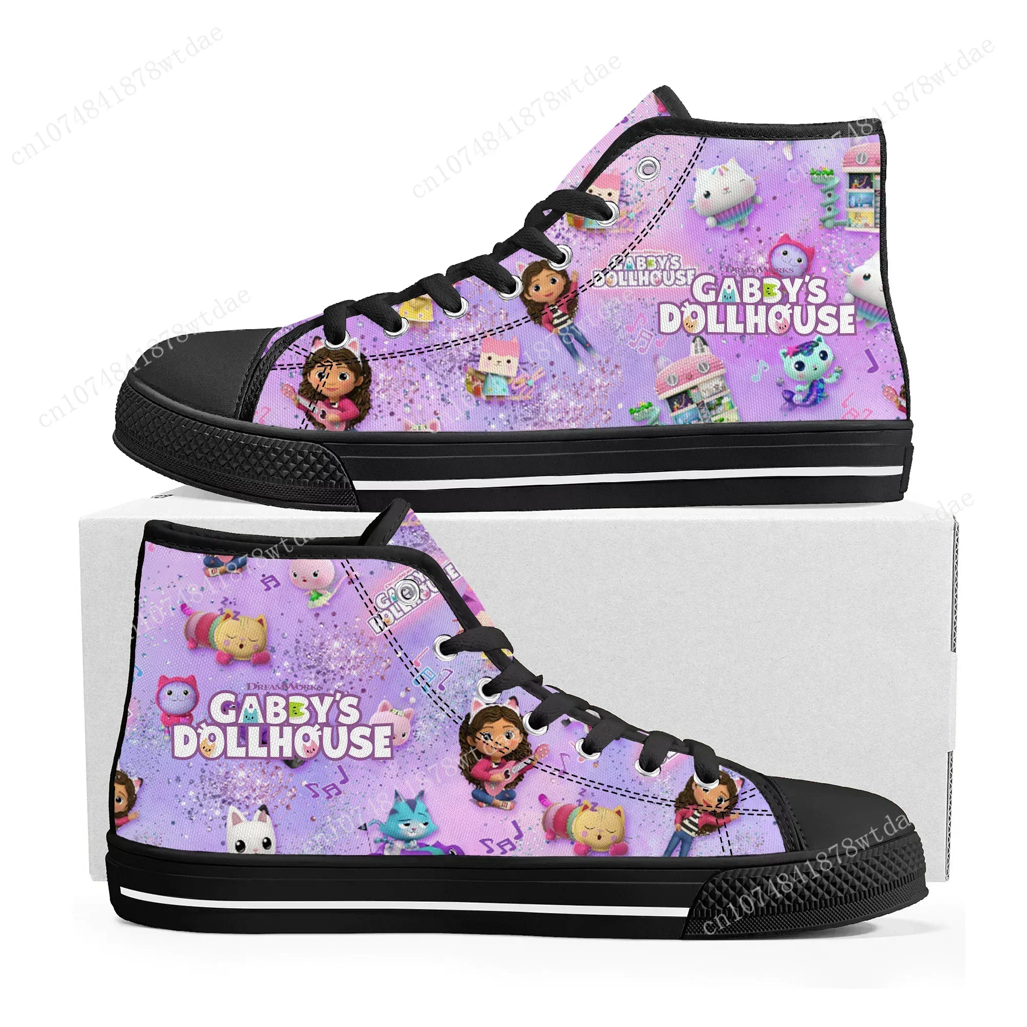 GabbysDollhouse High Top Sneakers Mens Womens Gabbys High Quality Canvas Sneaker Anime Cartoon Casual Custom Made Shoes