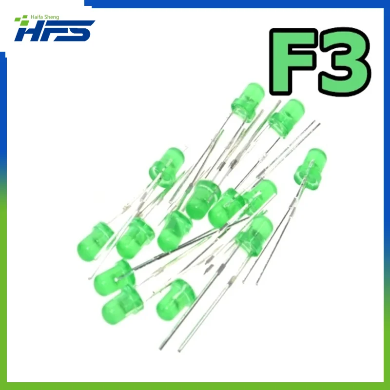 

Green F3 3mm LED Green light emitting diode light-emitting Green turn Green 570-575NM 1000PCS