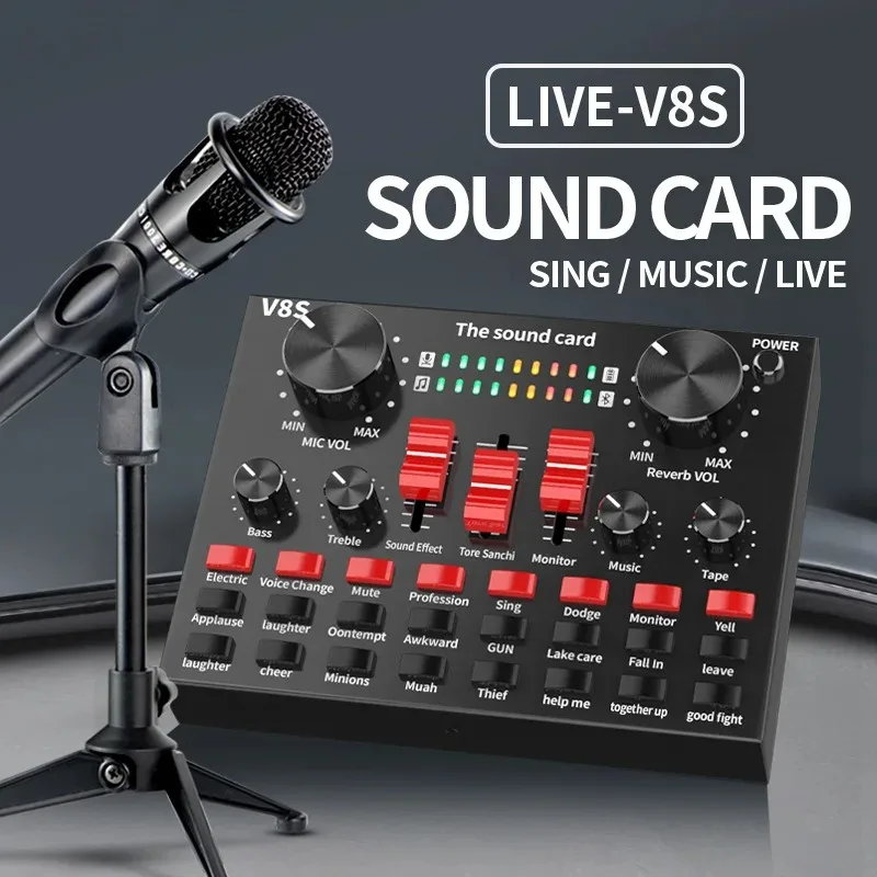 

External Sound Card Clear V8s Mobile Phone Microphone Webcast Live Sound Card External Usb For Mobile Computer Audio Interface