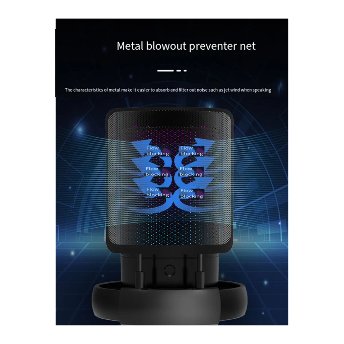 USB Microphone with RGB Lighting Switch One-Click Mute Professional Desktop Recording Mic with Stand Gaming Microphone