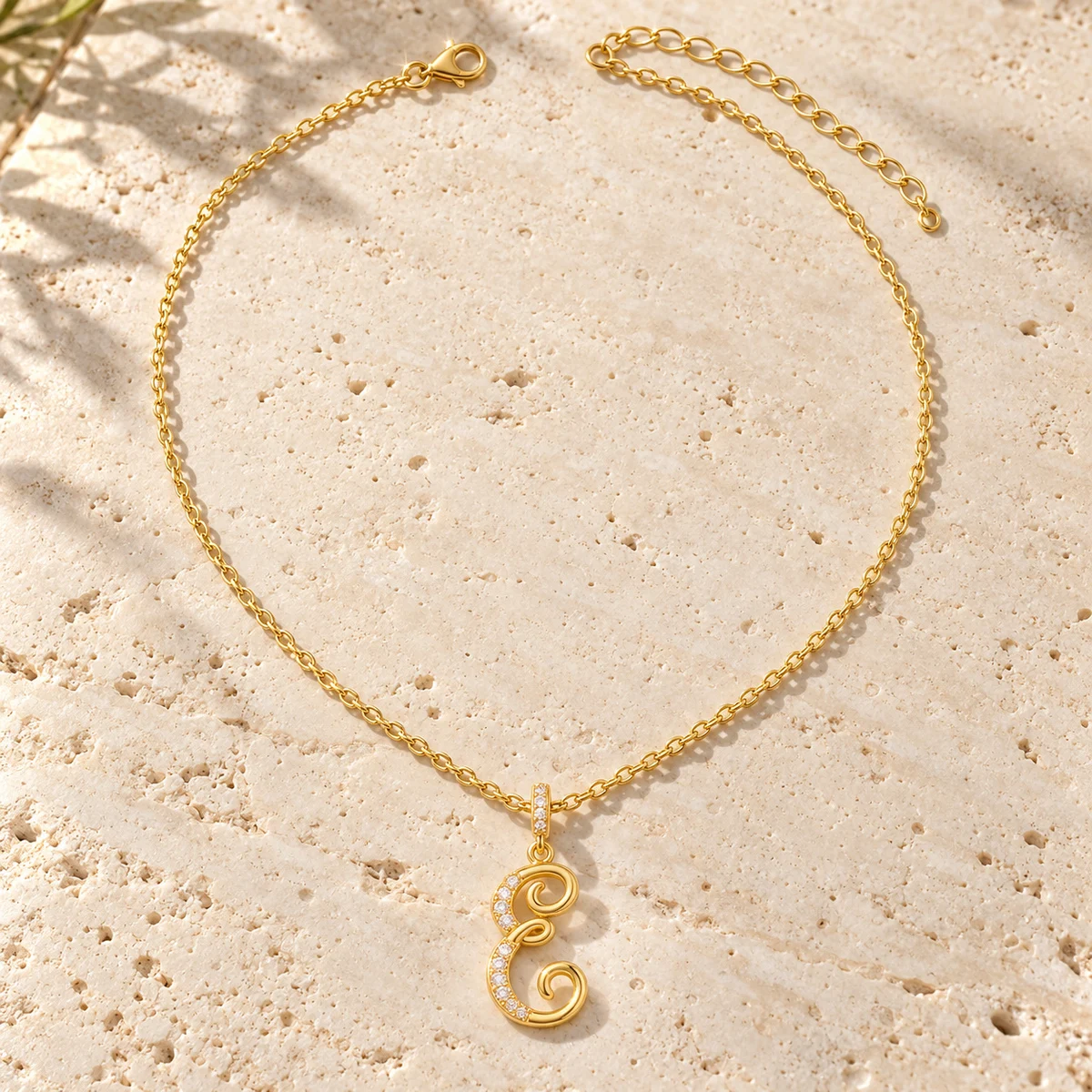 Initial Charm Gold Plated Letter Necklace for Women Men with Cubic Zirconia Script Cable Chain Jewelry Accessory Daily Wear Gift