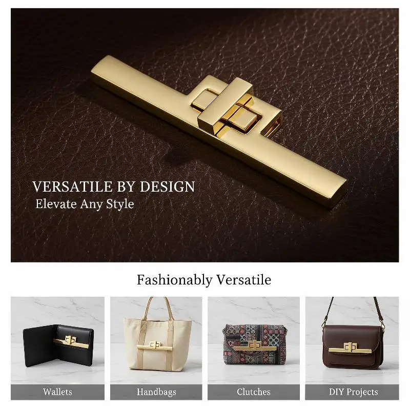 Bag Lock Clasps Durable Rustproof Alloy Metal Multi Finishes for DIY Leather Bag Making Backpack Replacement Parts