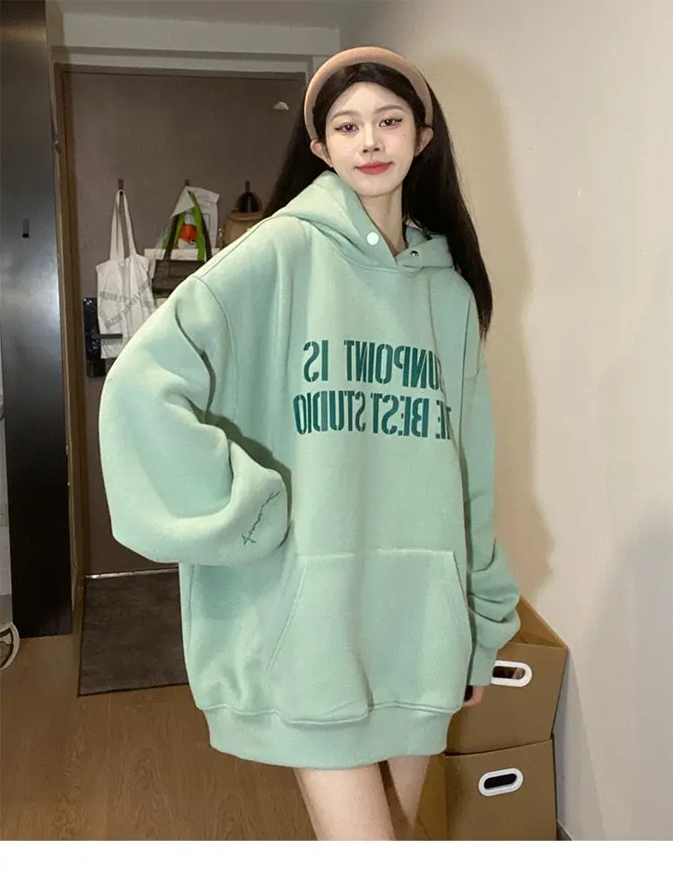 

Толстовки с капюшоном большого размера, женский топ с длинными рукавами в полоску для юниоров, цветные блоки для колледжа, нежный церемониальный молодой волокно с рюшами