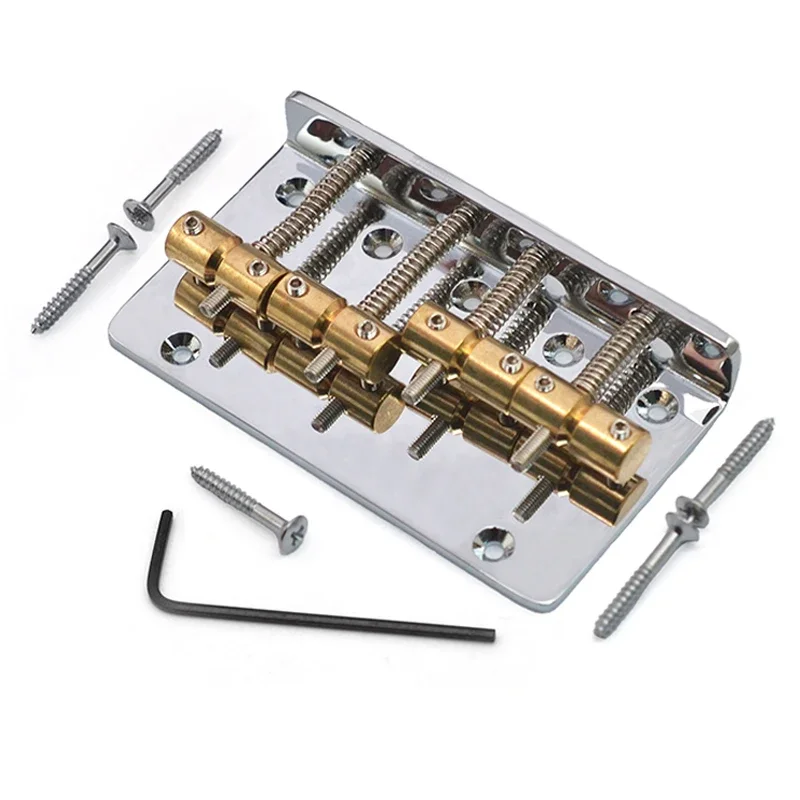 4-String Bass Bridge Brass Saddle String Space 20mm Bass Fixed Bridge Top Loaded Chrome 85.5x48.5mm view 6