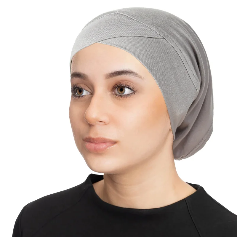 KepaHoo Solid Color Crossed Forehead Women Muslim Hijab Caps Ladies Wrap Head Soft Elastic Turban Bonnet Headdress Wearable