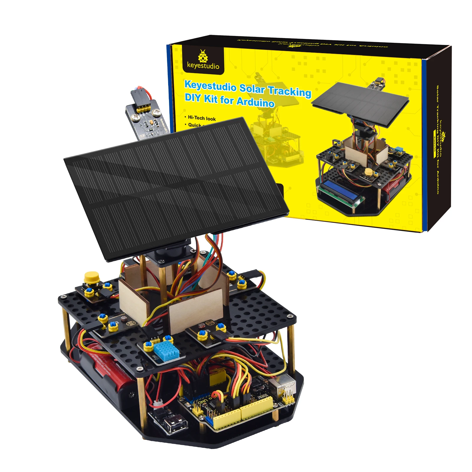Keyestudio zestaw do śledzenia paneli słonecznych System śledzenia zestaw elektroniczny dla Arduino UNO zestaw zabawki do programowania dla dzieci z wyświetlaczem LCD 1602