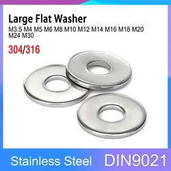 DIN9021 304/316 Stainless Steel Large Flat Washer M3 M4 M5 M6 M8 M10 M12 M14 M16 M18 M20 M22 M24 Big Plain Gasket