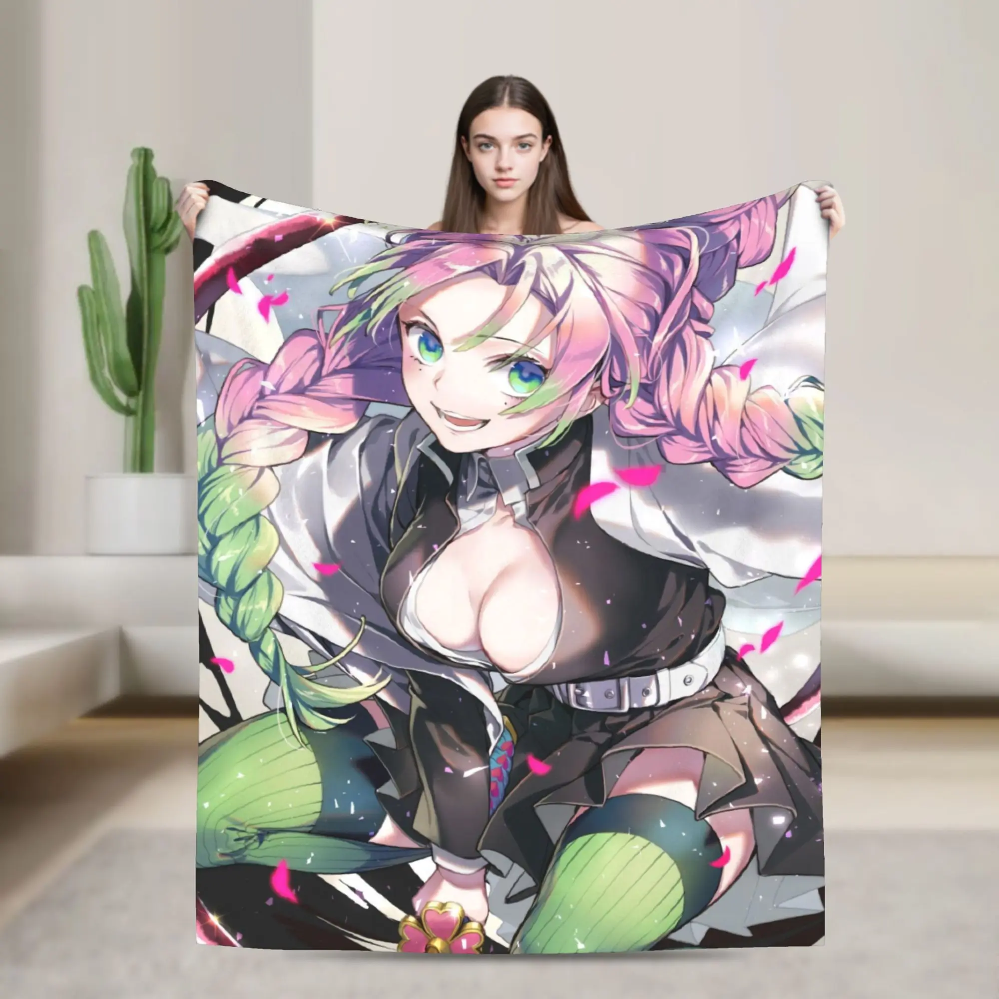 

Одеяла Kanroji Mitsuri Demon Slayer Kimetsu No Yaiba, аниме, фланелевое потрясающее мягкое одеяло для дома, осень/зима