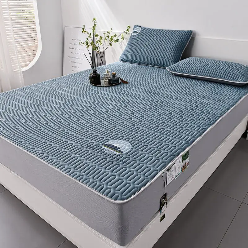 

Summer Latex Cool Fitted Bed Sheet Pillowcase Set Home Textiles Non-slip Mattress Cover Bed Cover Double Bedspread Washable
