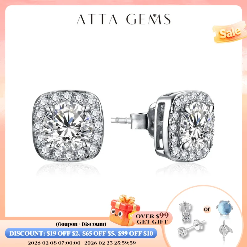 

ATTAGEMS Luxurly 1.0ct Moissanite Earrings Diamond 925 Sterling Silver Gold Plated Moissanite Fine Jewelry Certificate Wholesale