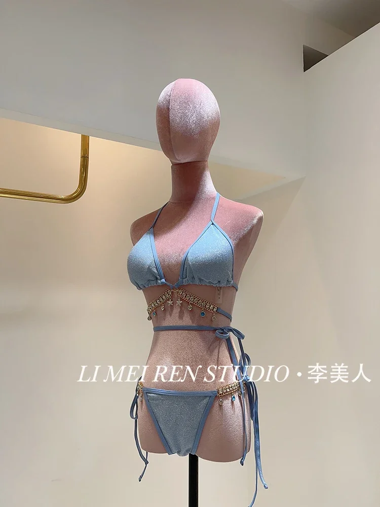 New Sexy Strap Body Chain Sparkling Bikini Swimsuit Women's Hot Spring