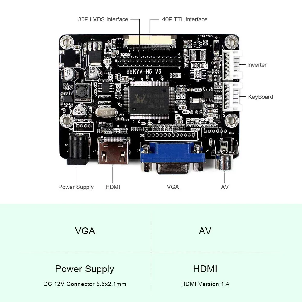 HD MI VGA AV LCD Controller Board For 12.3inch HSD103KPW2-A10 1920x720 LCD Panel