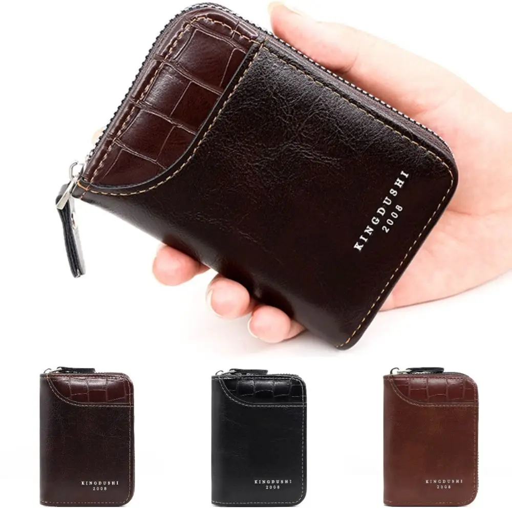 

11 Card Slots PU Card Holder Stone Pattern Solid Color Organ Card Case Multi Function Male Coin Purse