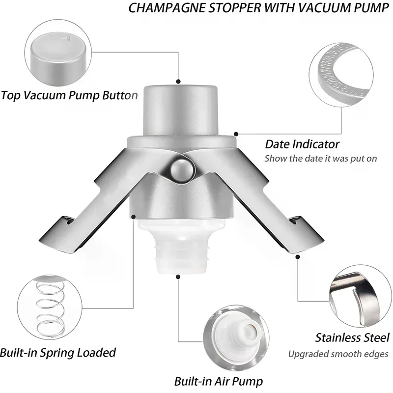 Stoppers Wine Saver, Sparkling Wine Vaccum Stoppers With Built-in Pump For Champagne Champagne
