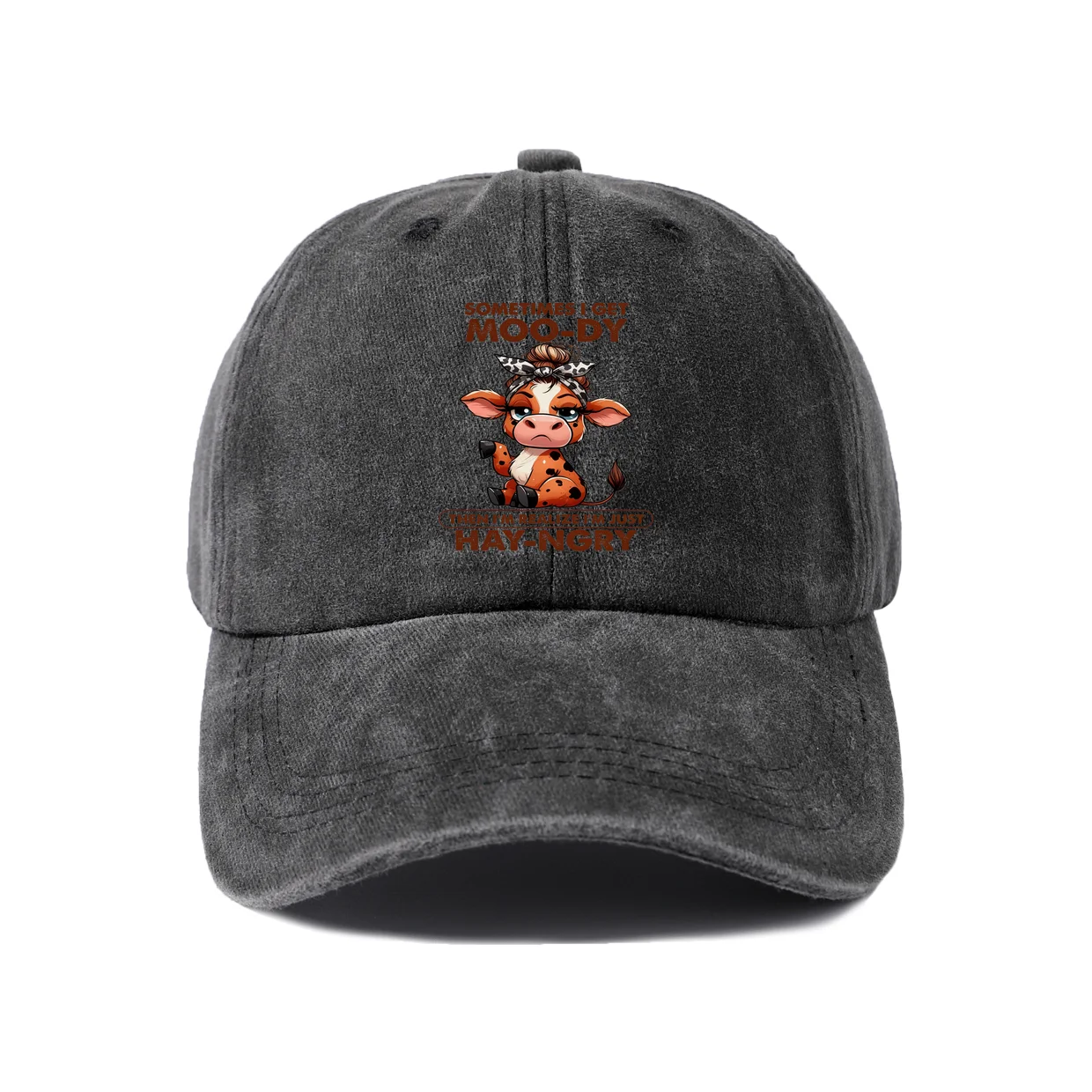 Angry Cow Sarcastic Quote Baseball Cap, Vintage Washed Adjustable Unisex Dad Hat, Outdoor Gift