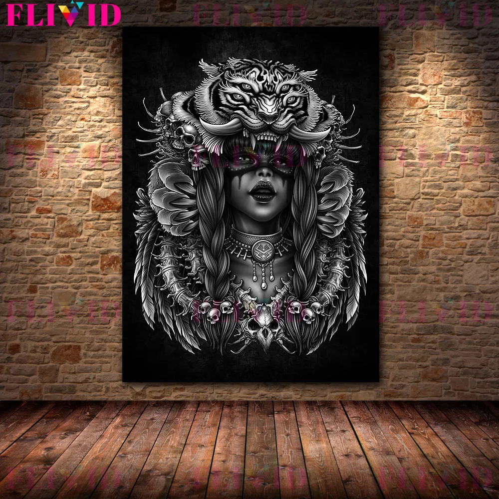 Wild Shaman Witch Vintage Wall Art Canvas Painting Abstract Horror Priest Art Poster And Print For Witchcraft Home Decoration