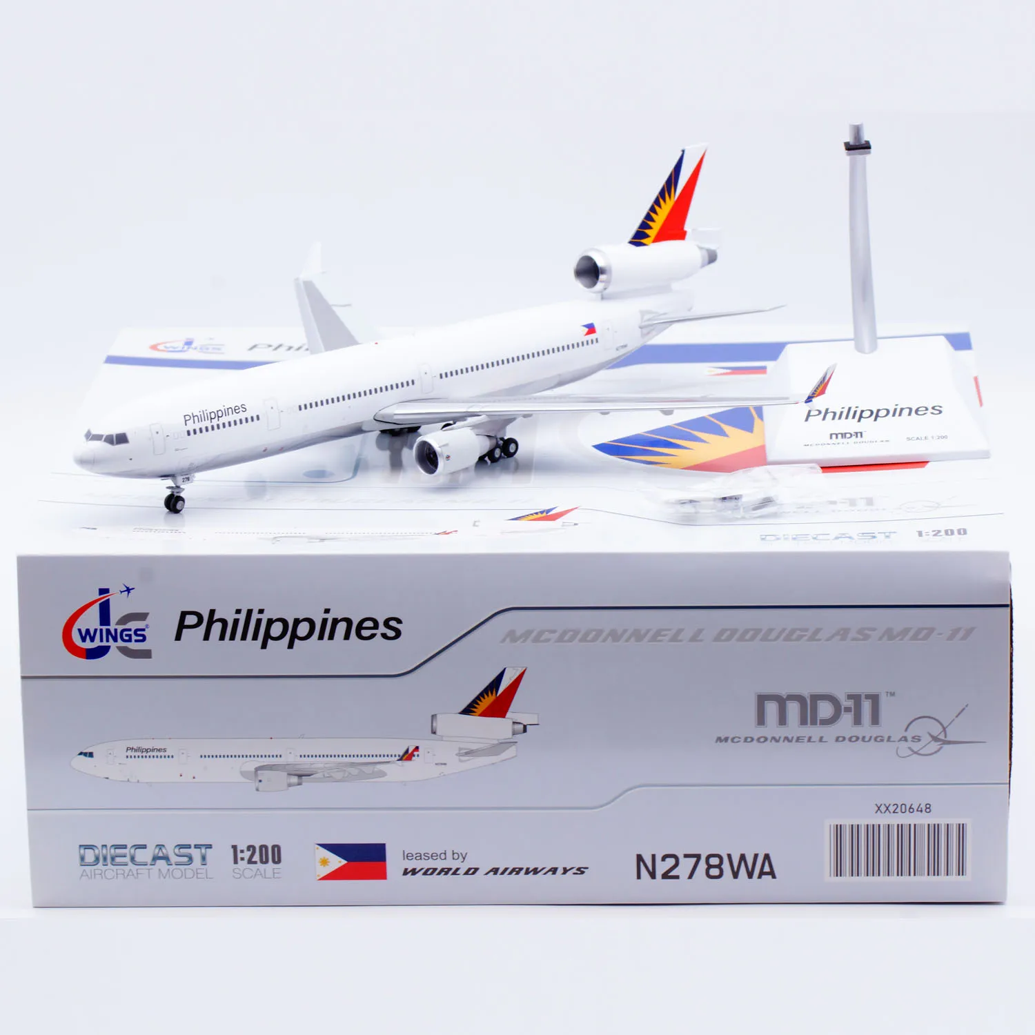 

XX20648 Alloy Collectible Plane Gift JC Wings 1:200 Philippines Airlines MCDONNELL Douglas MD-11 Diecast Aircraft Model N278WA