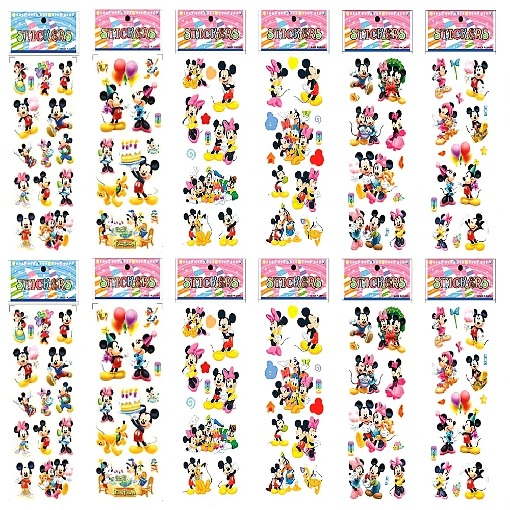 Disney Frozen random 12pcs 3D Puffy Bulk Stickers Sophia Mickey Minnie Princess Kid Cartoon Waterproof PVC Toy puzzle Sticker