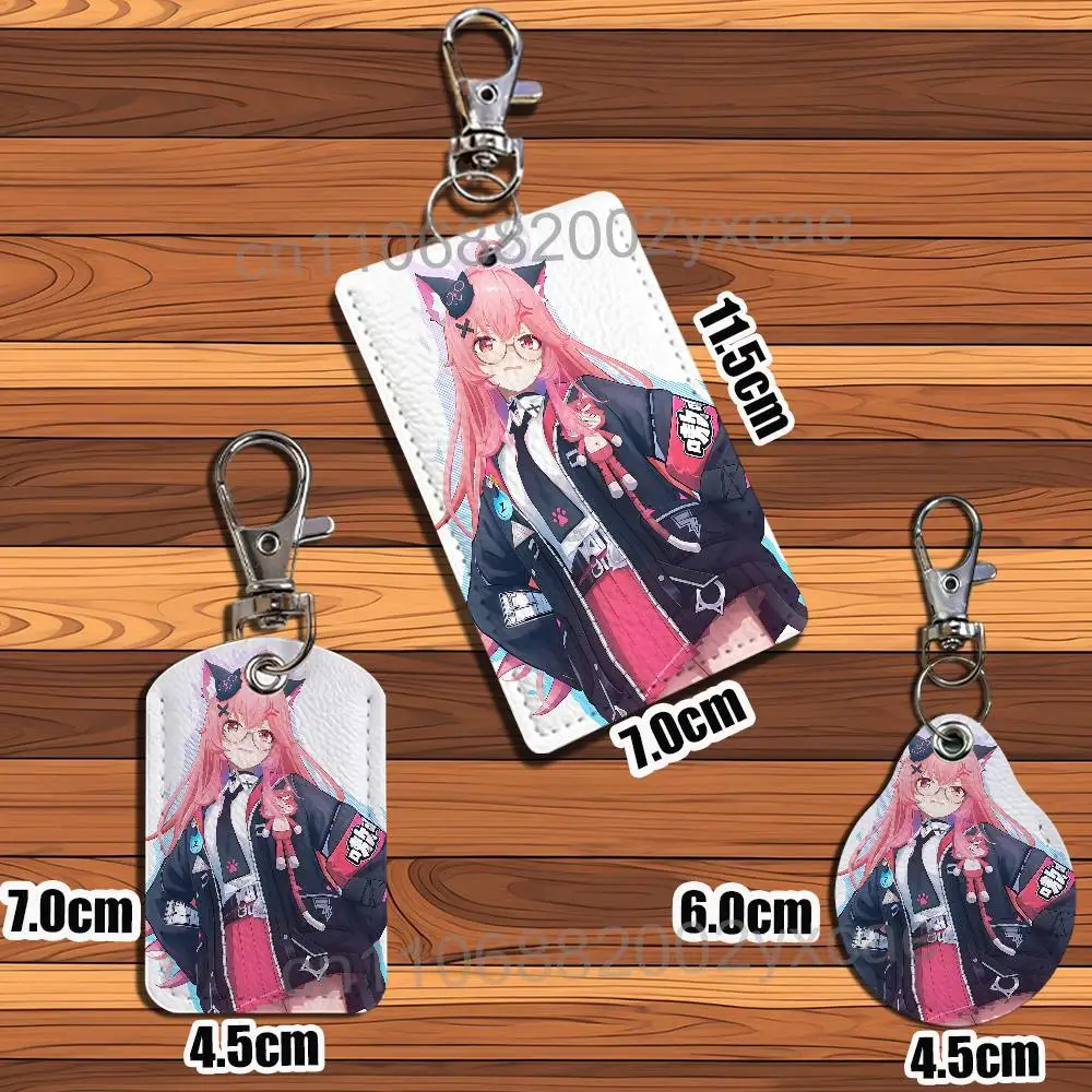 NTE game Neverness to Everness Rectangle ID Card Case Keychain Access Card Bag Key Tag Ring Leather Card Holder Key Ring Access view 3