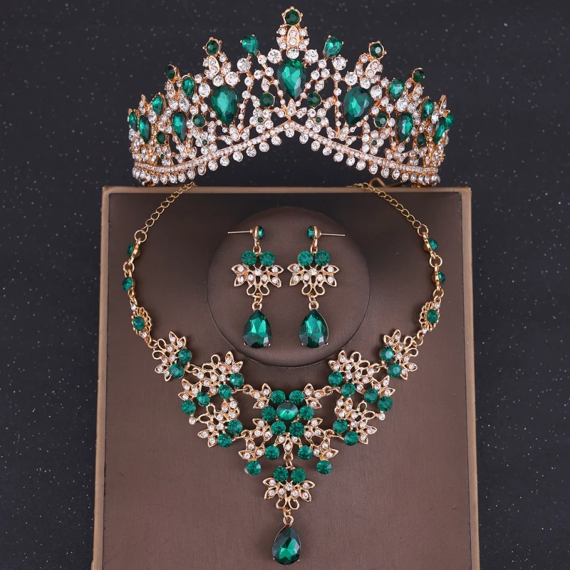Barock Kristall Braut schmuck Set Strass Abschluss ball Diadem Krone Tiara für Frauen Braut Hochzeit