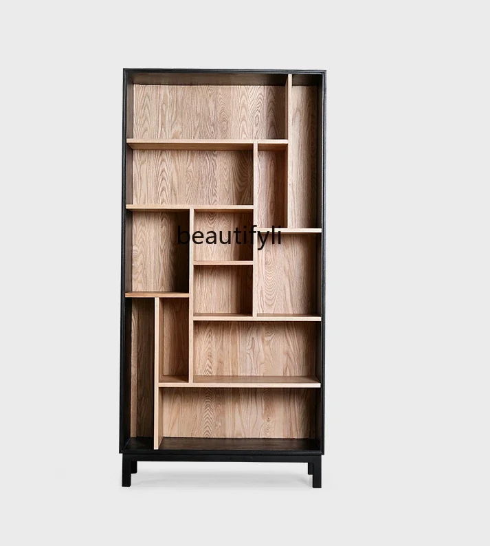 

zxqNordic Minimalism Solid Wood Display Cabinet, Silent Style, Living Room Display, Wall Storage, Floor Curio Cabinet