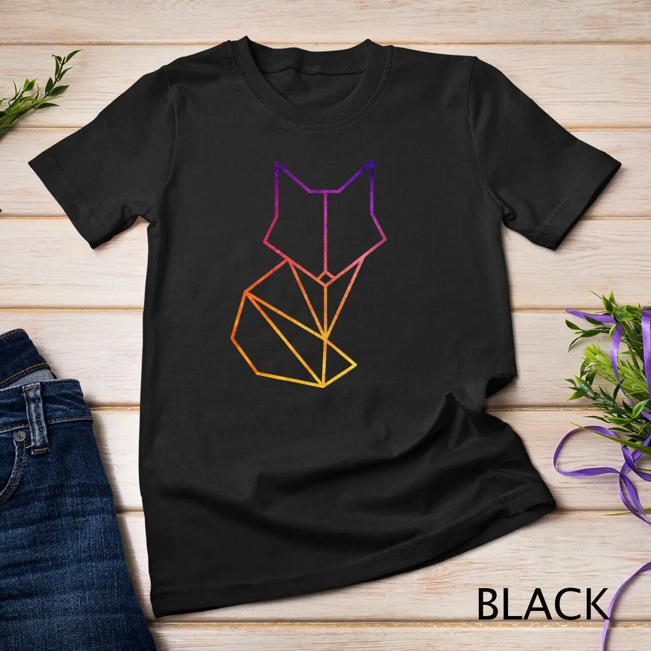 Colorful Fox Geometric Silhouette Just A Girl Who Loves Foxes Unisex T-shirt