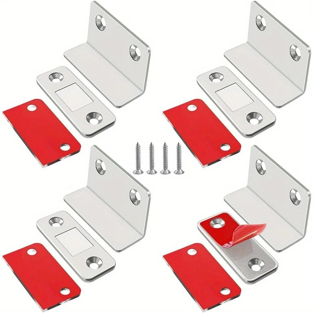 1/2/4 Stück silberfarbener Aluminium-Magnet-Türhalter: Unsichtbar, kein Bohren erforderlich. Für Schränke/Garderoben/Schiebetüren