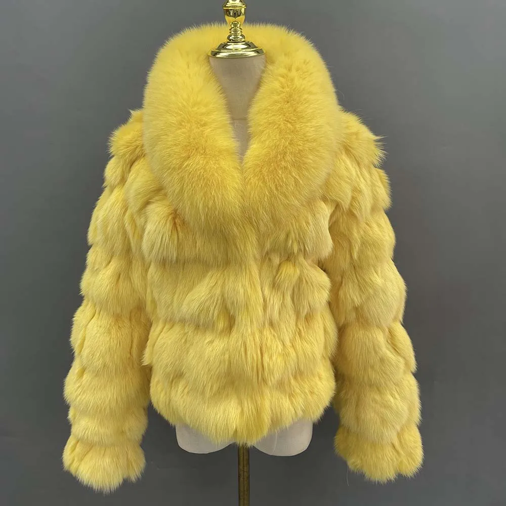 JANEFUR Real Fur Coat Women 2023 New Fashion Thick Warm Fox Fur Jacket Custom Wholesale Female Winter outerwears