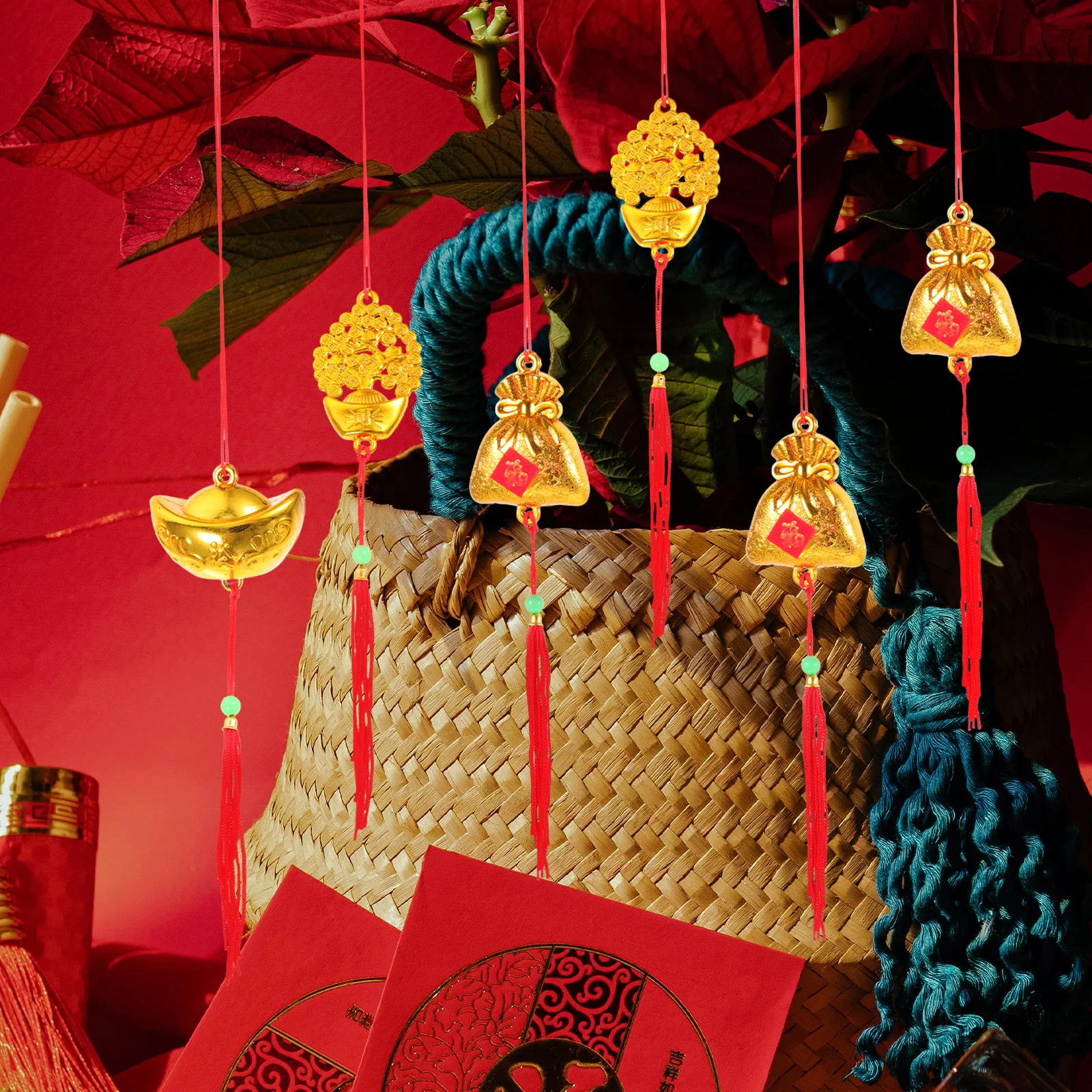 

18Pcs Chinese New Year Tassel Ornaments Traditional Festival Pendants Wall Hanging Decor Spring Festival Door Decoration