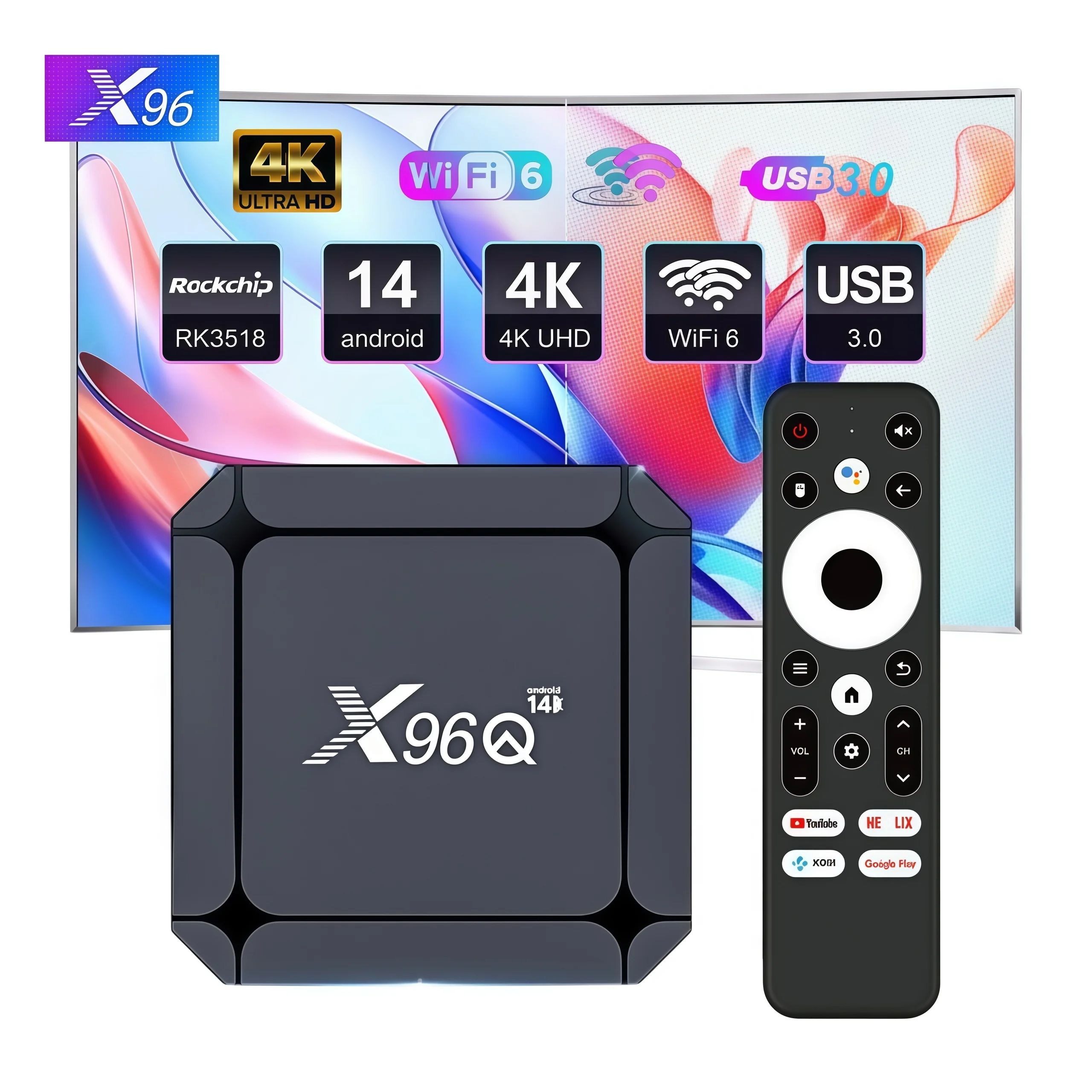 TV Box X96Q Android 14 RK3518 2GB 16GB