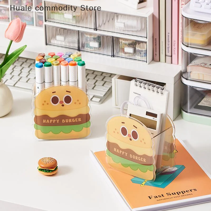 

New Plastic Pen Holder No Punching Small Desktop Storage Box Cartoon Cute Storage Bucket Home Office Supplies