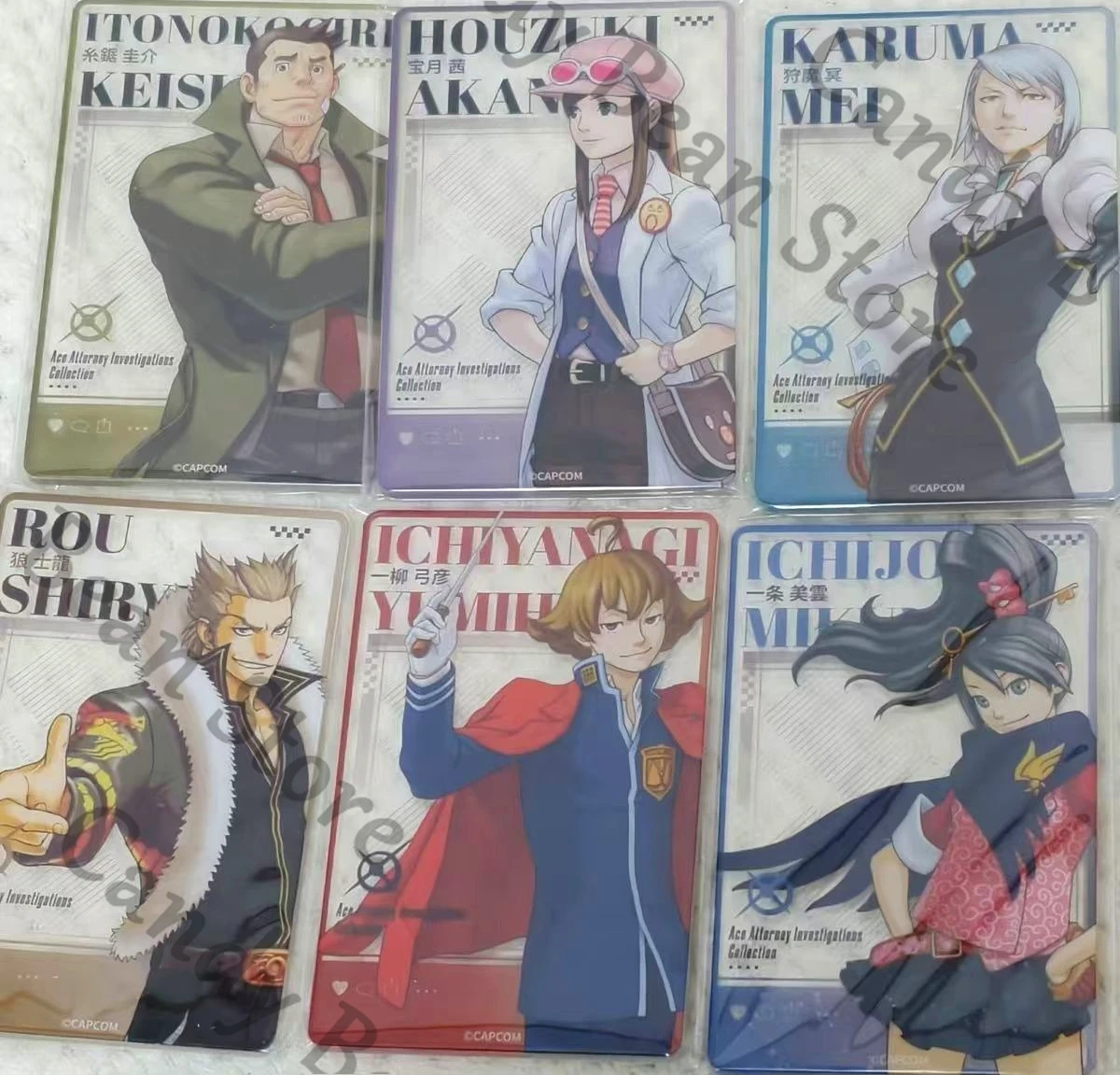 Cartes de collection transparentes en acrylique authentiques Ace Attorney Anime Dick Gumshoe Yumihiko Ichiyanagi Ema Mei Cosplay, marque-pages de dessins animés