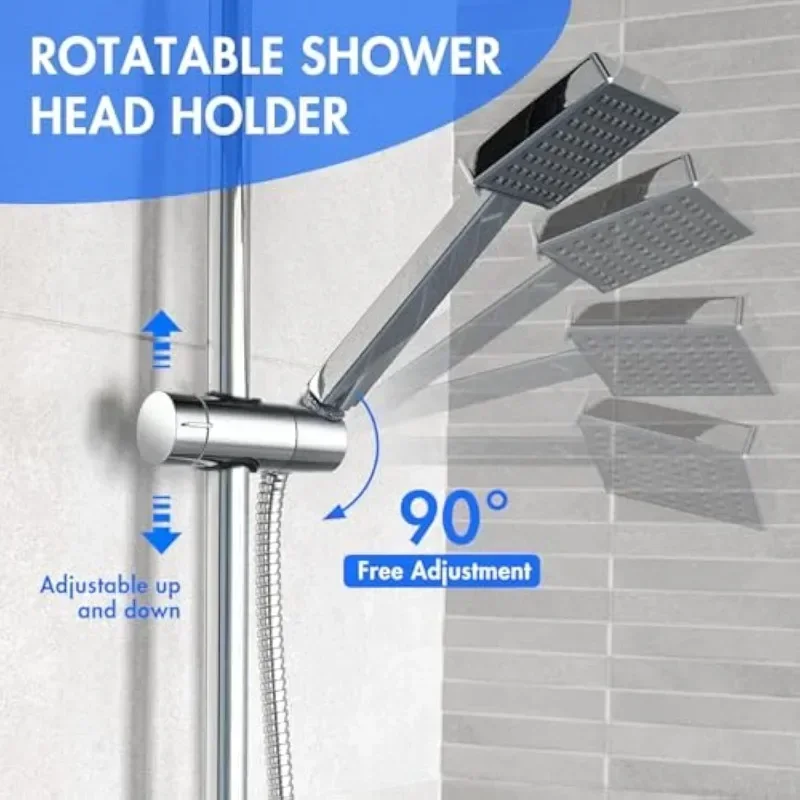 Adjustable Shower Holder Clamp Universal Shower Head Holder Shower Stand Rail Slide Bracket Bathroom Accessories 360° Rotation image 5