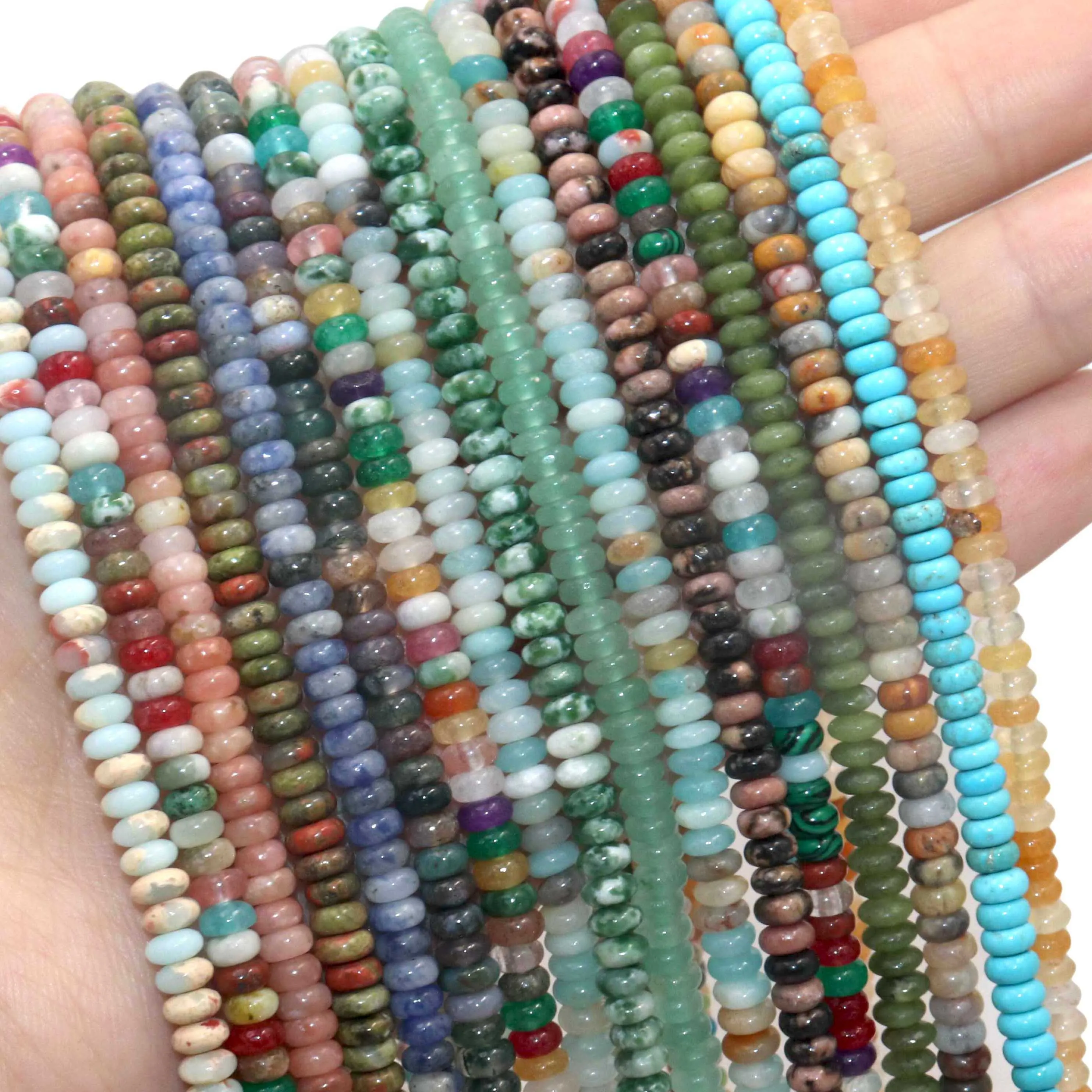 2X4mm Natural Tiger Eye Chalcedony Agates Jades Stone Round Rondelle Spacer Beads For Jewelry Making DIY Bracelet Accessories