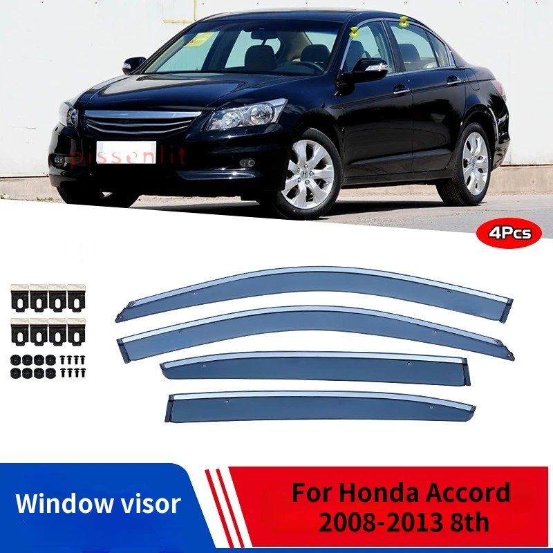 

For Honda Accord 2008-2013 Accessories Window Visor Car Rain Shield Deflectors Awning Trim Cover Exterior Rain Giards Awnings