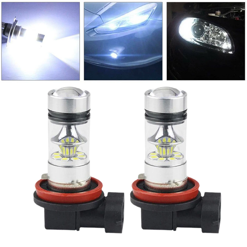 2PCS 100W H4 H7 H11 Super Bright LED Car Daytime Running Driving Fog Light Lamp 6500K Auto Driving Headlight High Low Beam Bulbs