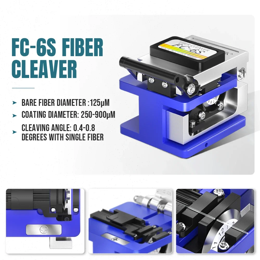 AMPCOM FTTH Fiber Optic Tool Kit with Fiber Cleaver FC-6S Visual Fault Locator Optical Power Meter Fiber Stripping Tool 14 in 1