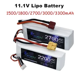 Batteria LiPo 3S 11.1V 45C/60C 1500mah 1800mAh 2200mah 2700mAh 3000mAh 3300mAh con spina T Deans XT60 per barca aereo per auto RC