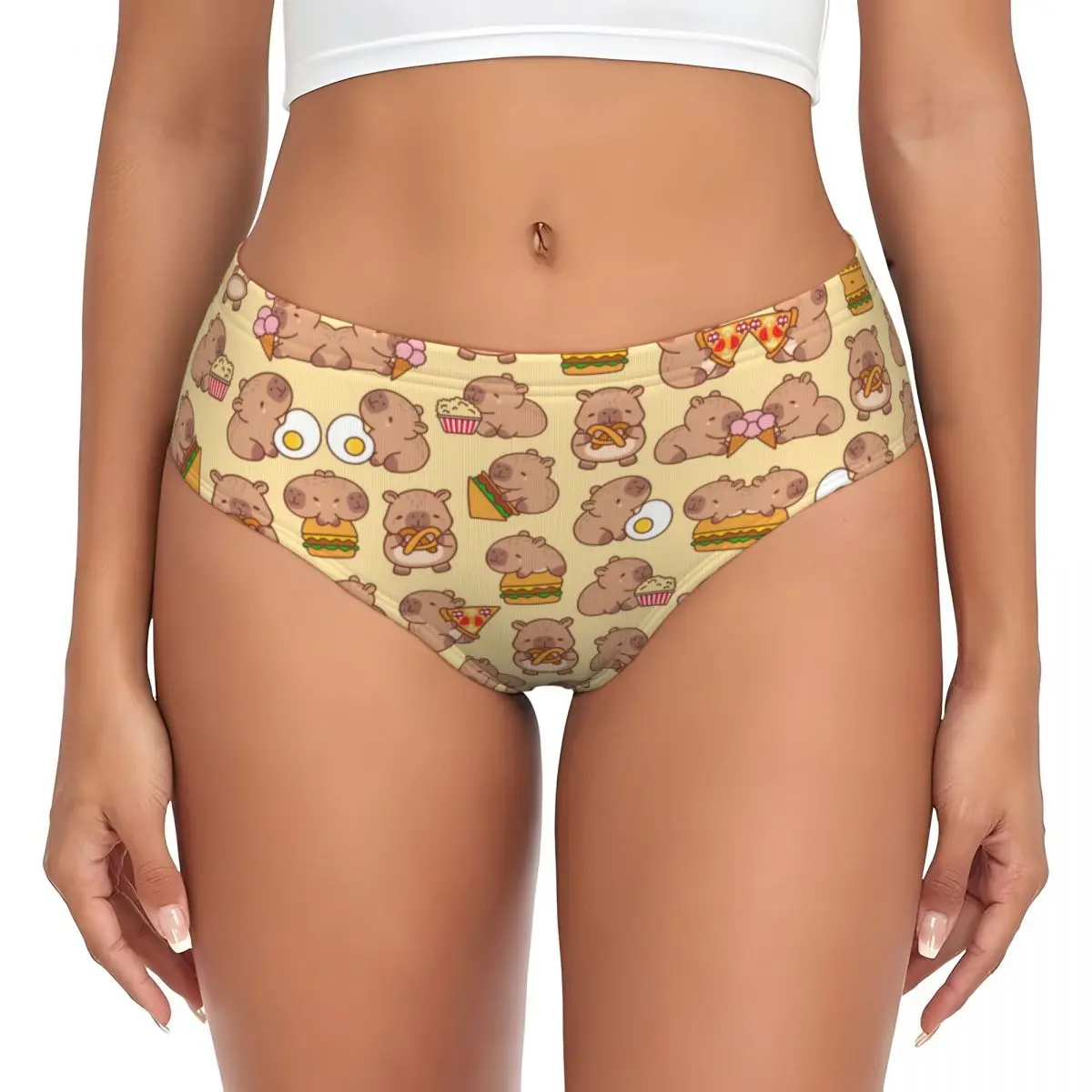 Custom Funny Capybara Briefs Underwear Women Comfortable Stretch Panties